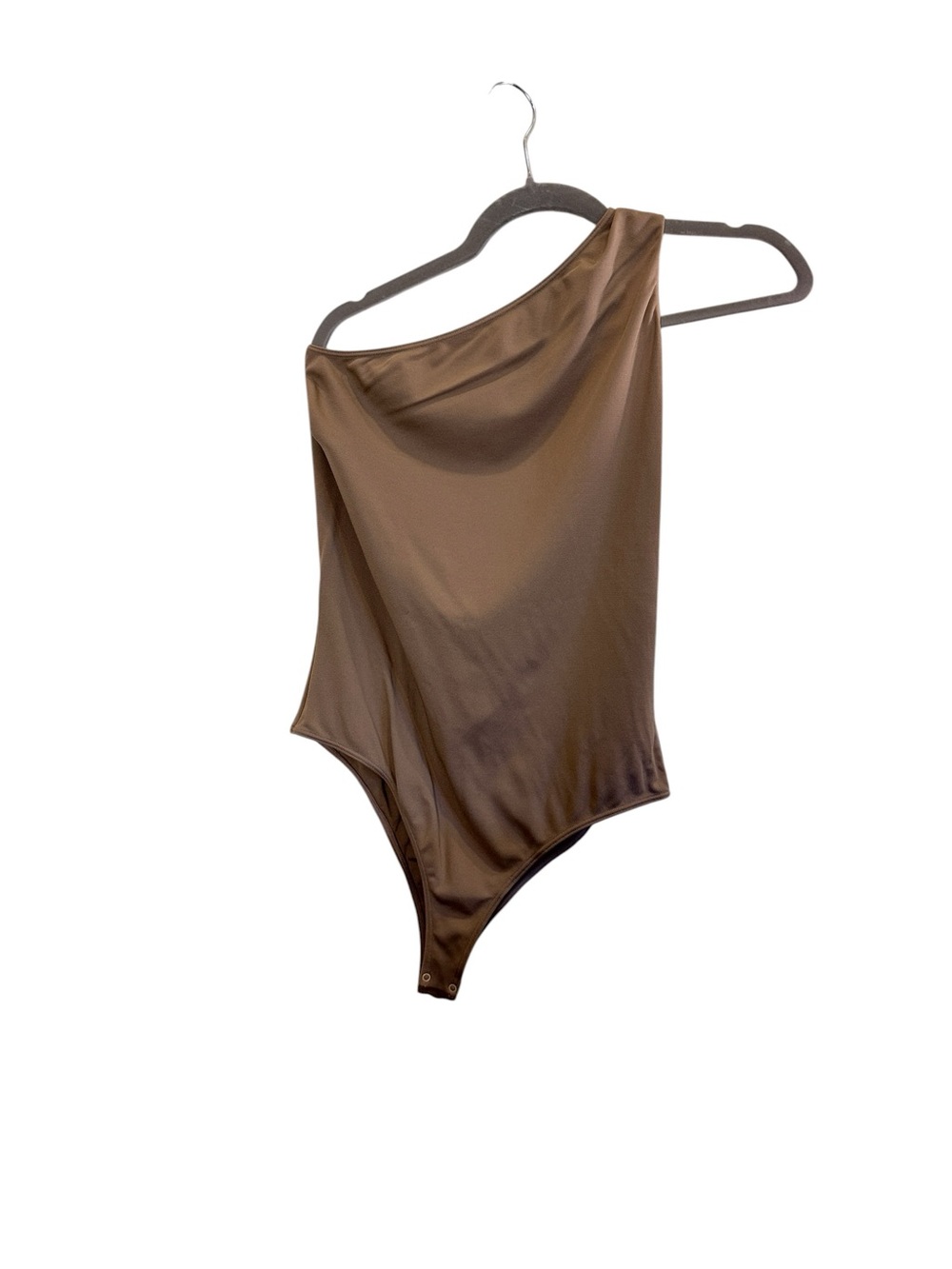 Wolford One-Shoulder Asymmetrical Cut Out Mocha Bodysuit Sz M